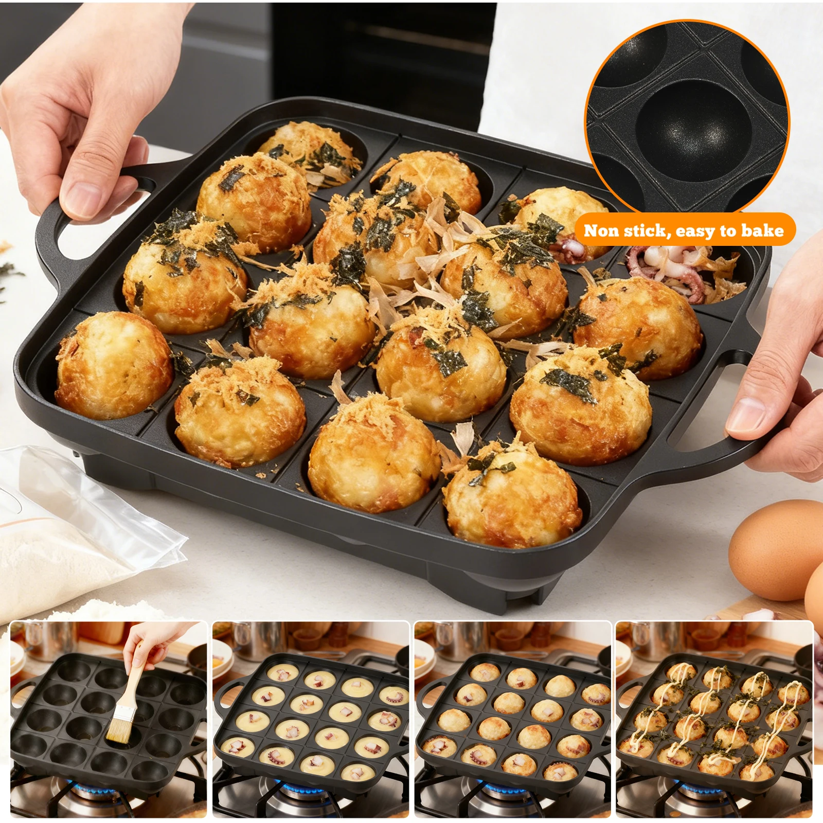 16 Holes Takoyaki Pan Cast Alu - Takoyaki Grill Plate บทวิจารณ์และราคา