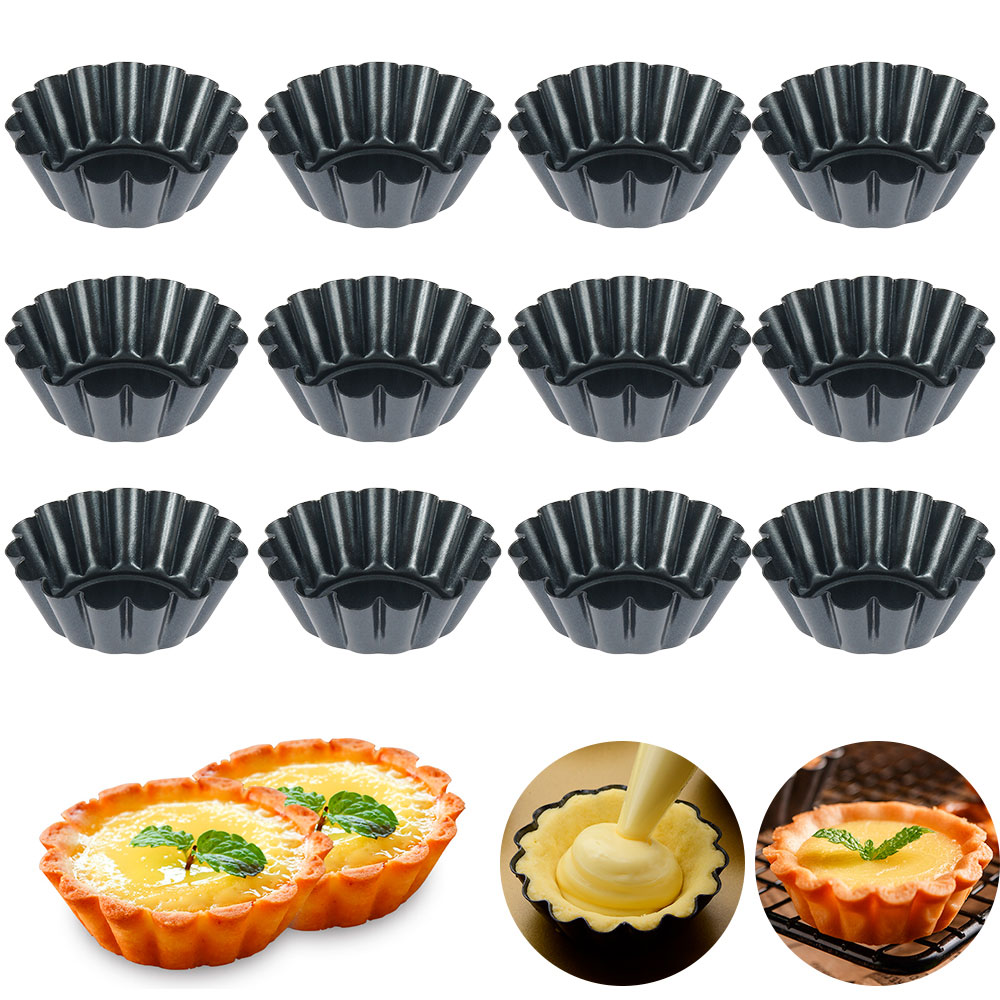 12Pcs Pan Mold Tart Quiche Fla - Egg Waffle Pan บทวิจารณ์และราคา