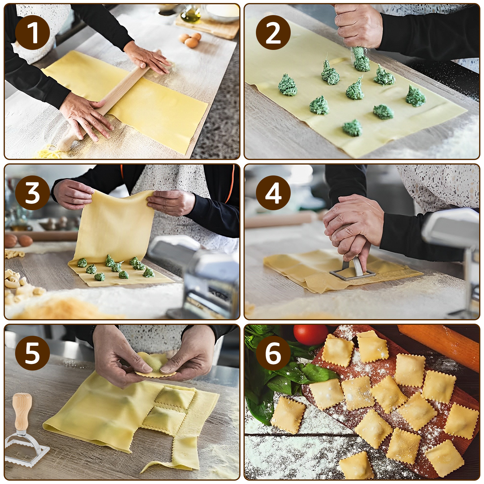 6Pcs Ravioli Maker Set Ravioli - Dumpling Press Set บทวิจารณ์และราคา