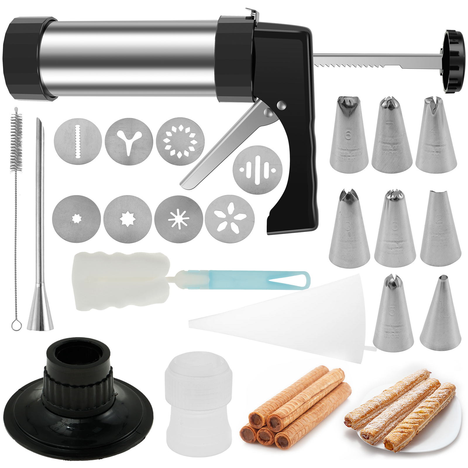 Stainless Steel Cookie Gun Chu - Churros Maker Gun บทวิจารณ์และราคา