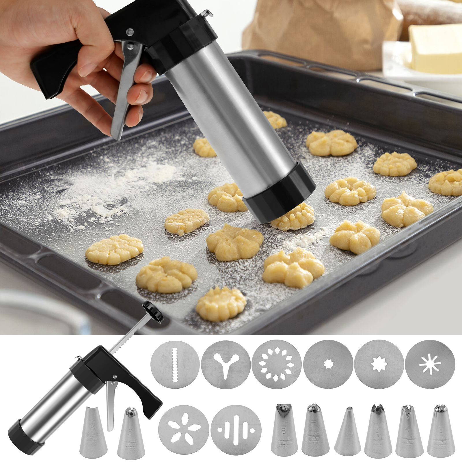 Stainless Steel Cookie Gun Chu - Churros Maker Gun บทวิจารณ์และราคา