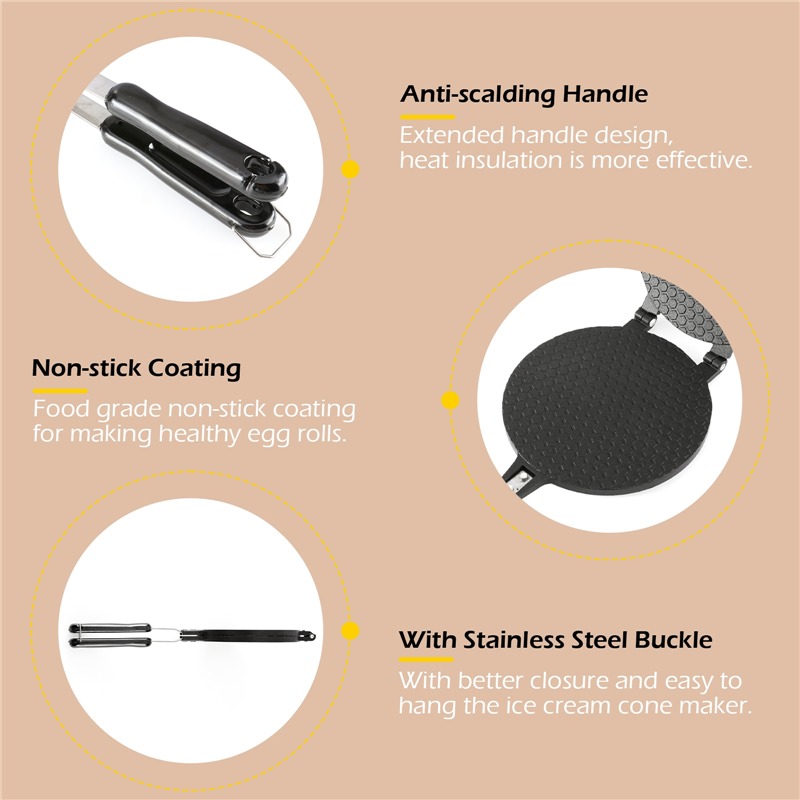 22cm Non-Stick Egg Roll Waffle - Waffle Cone Maker บทวิจารณ์และราคา