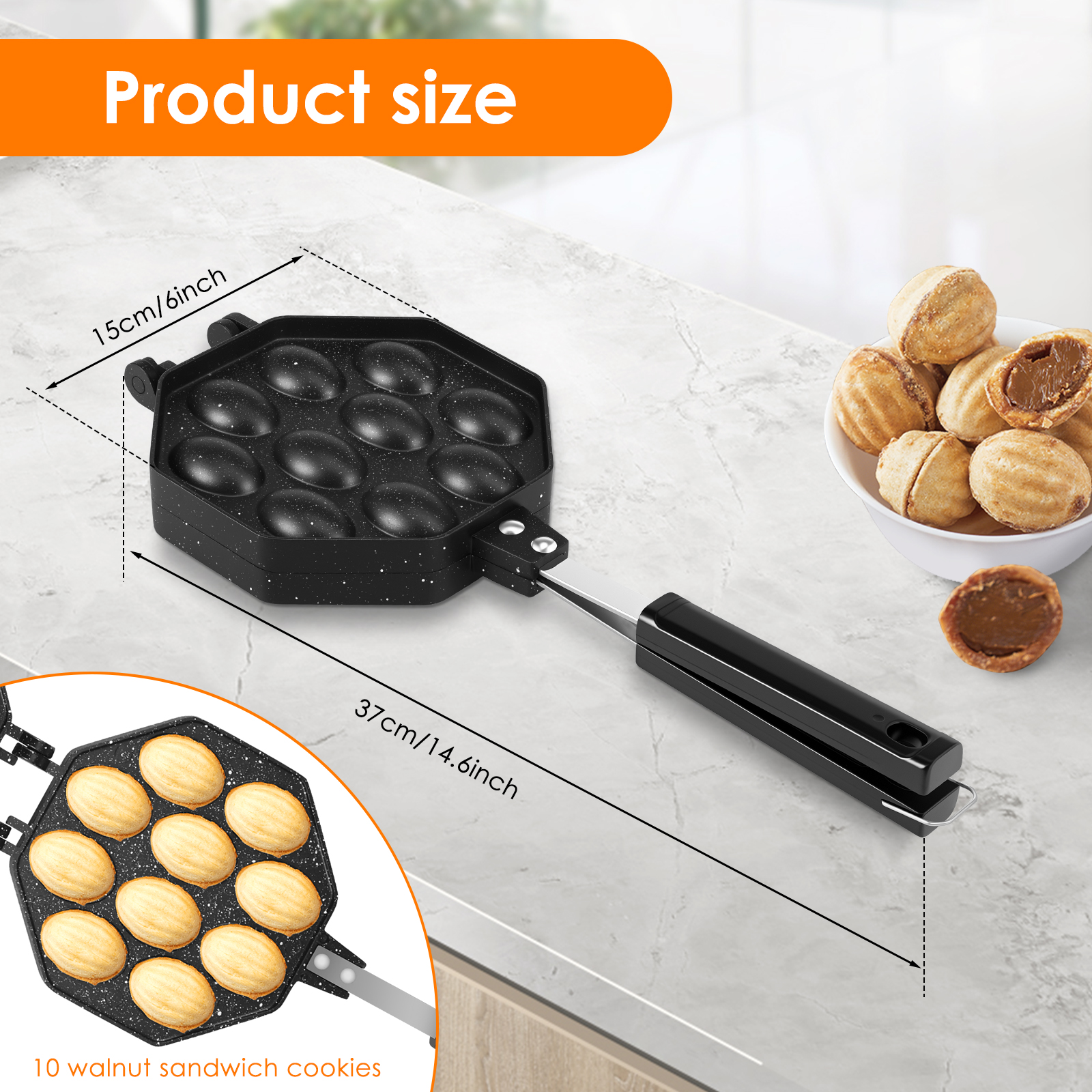 Walnut Cookie Mold Aluminum Al - Egg Waffle Pan บทวิจารณ์และราคา