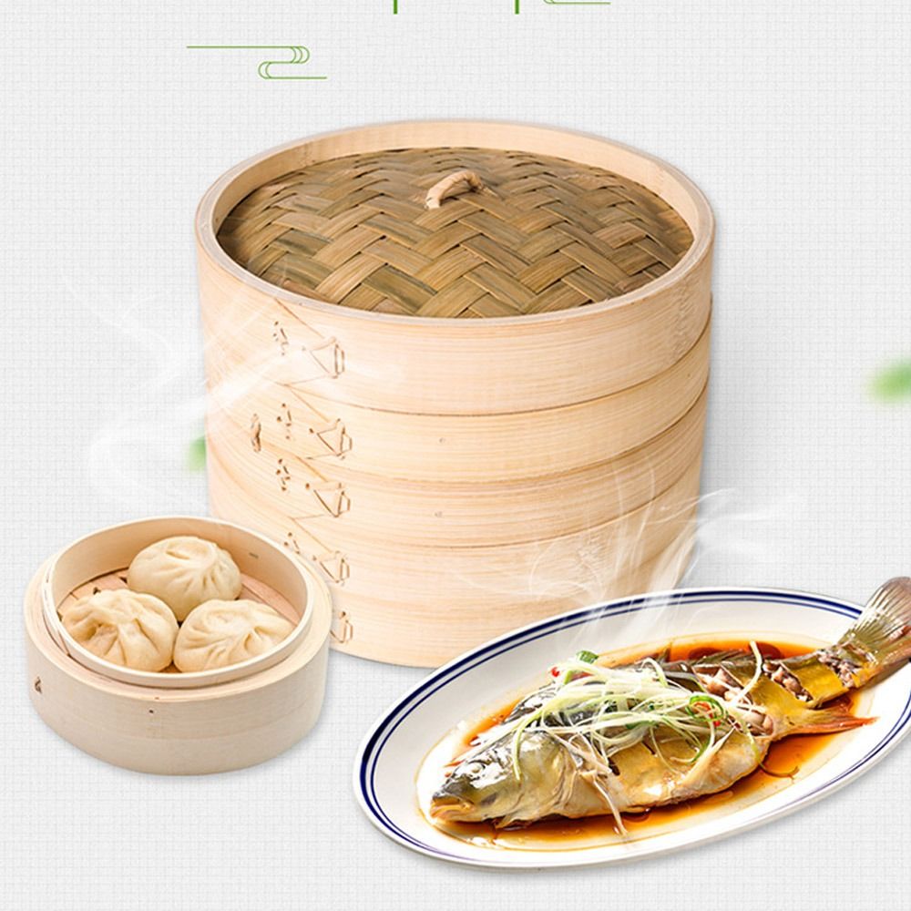 Chinese Steamer Basket Bamboo  - Bao Steamer Bamboo บทวิจารณ์และราคา