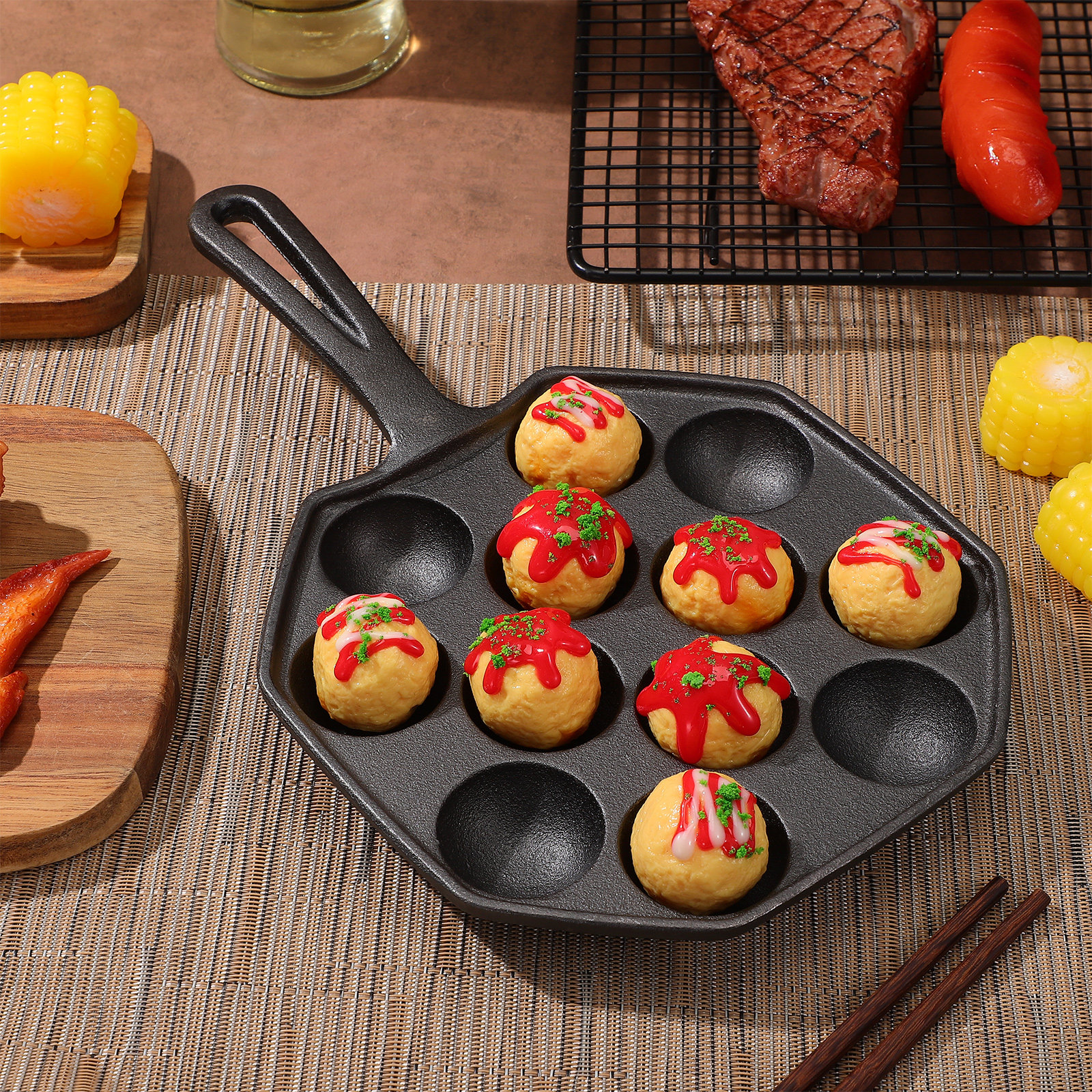 12 Molds Takoyaki Pan Cast Iro - Takoyaki Grill Plate บทวิจารณ์และราคา
