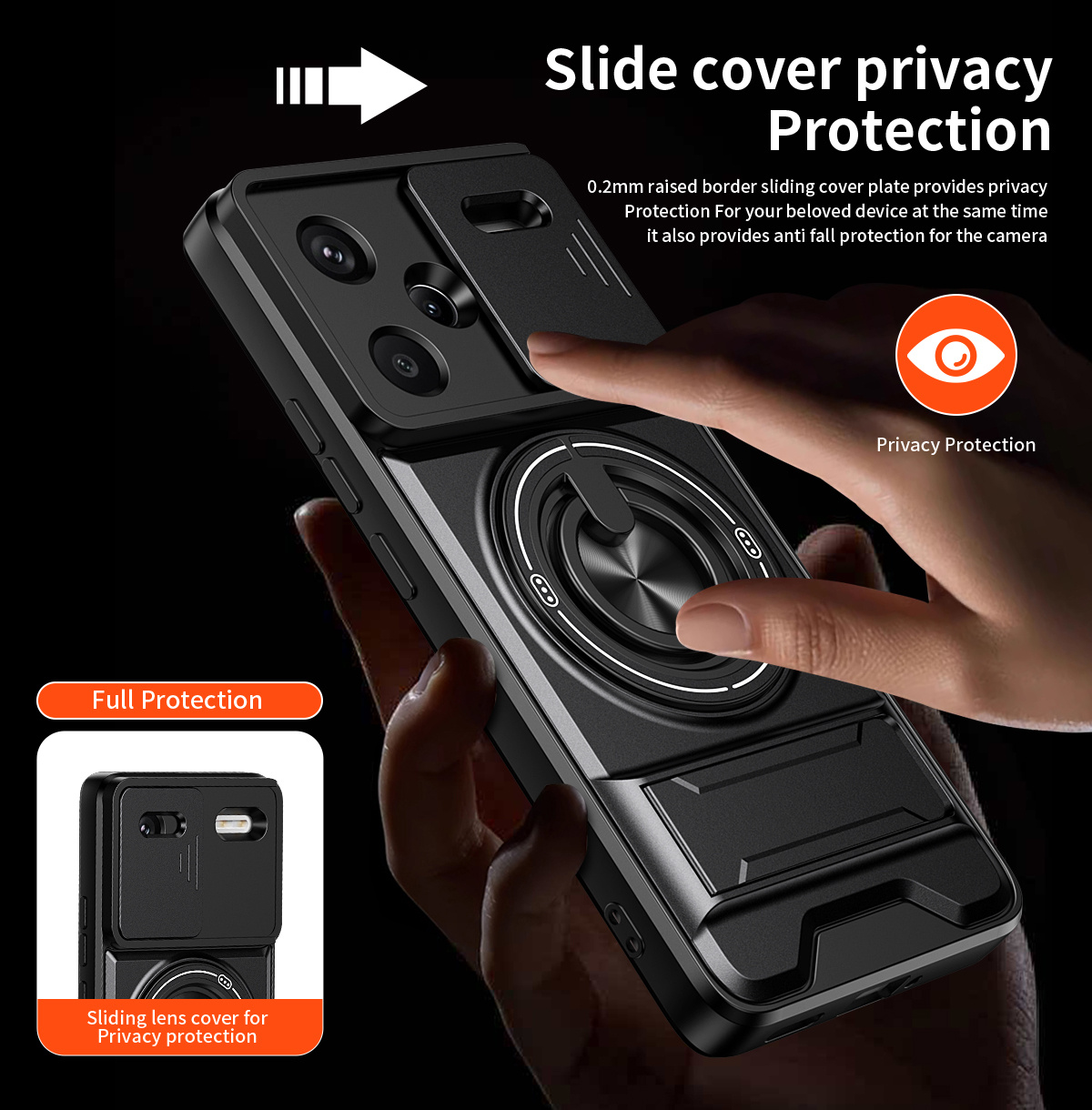 Lens Slide Camera Phone Case f - Taco Stand Holder บทวิจารณ์และราคา