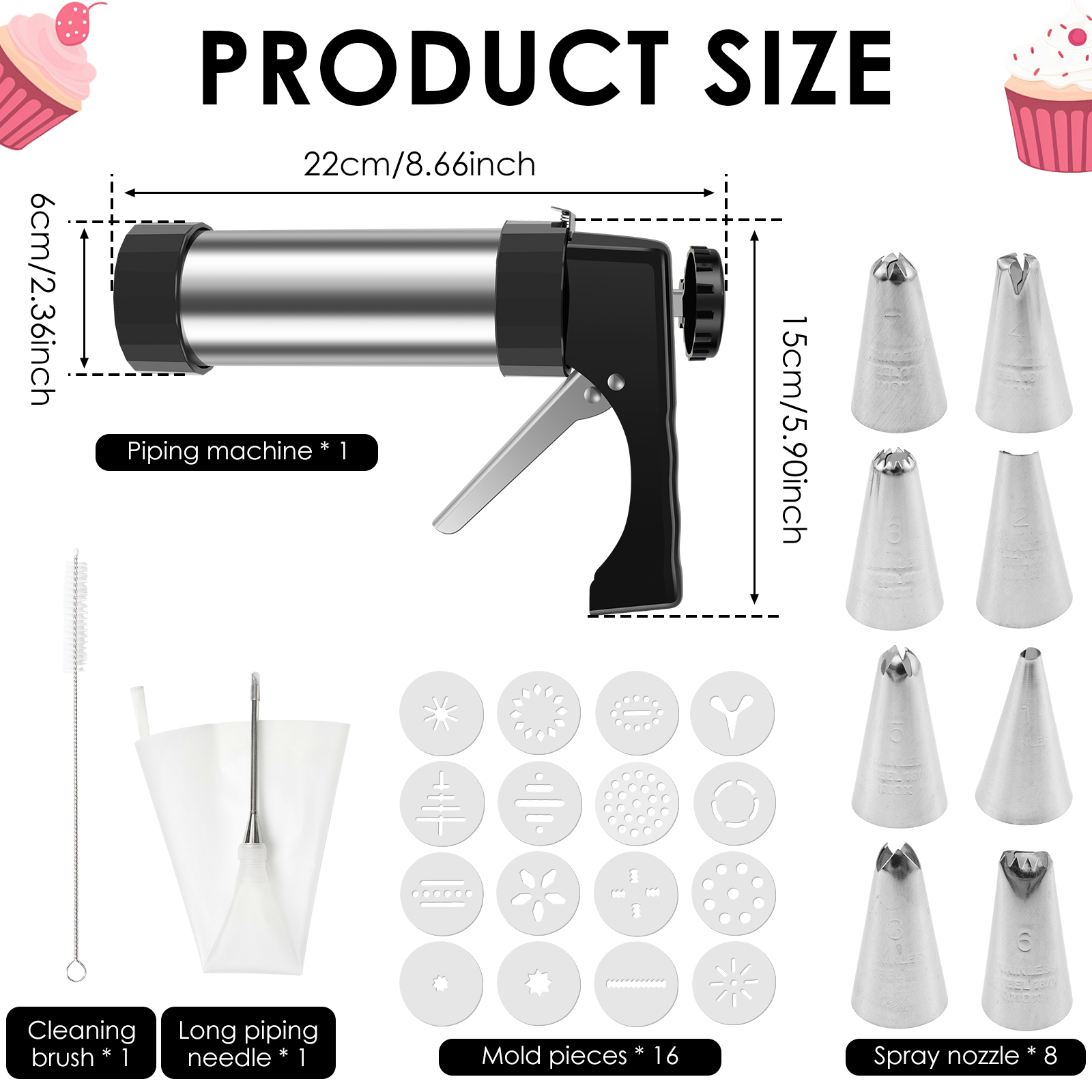 Stainless Steel Cookie Gun Chu - Churros Maker Gun บทวิจารณ์และราคา